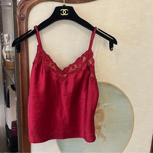 VINTAGE VICTORIAS SECRET Red Lace Camisole Medium